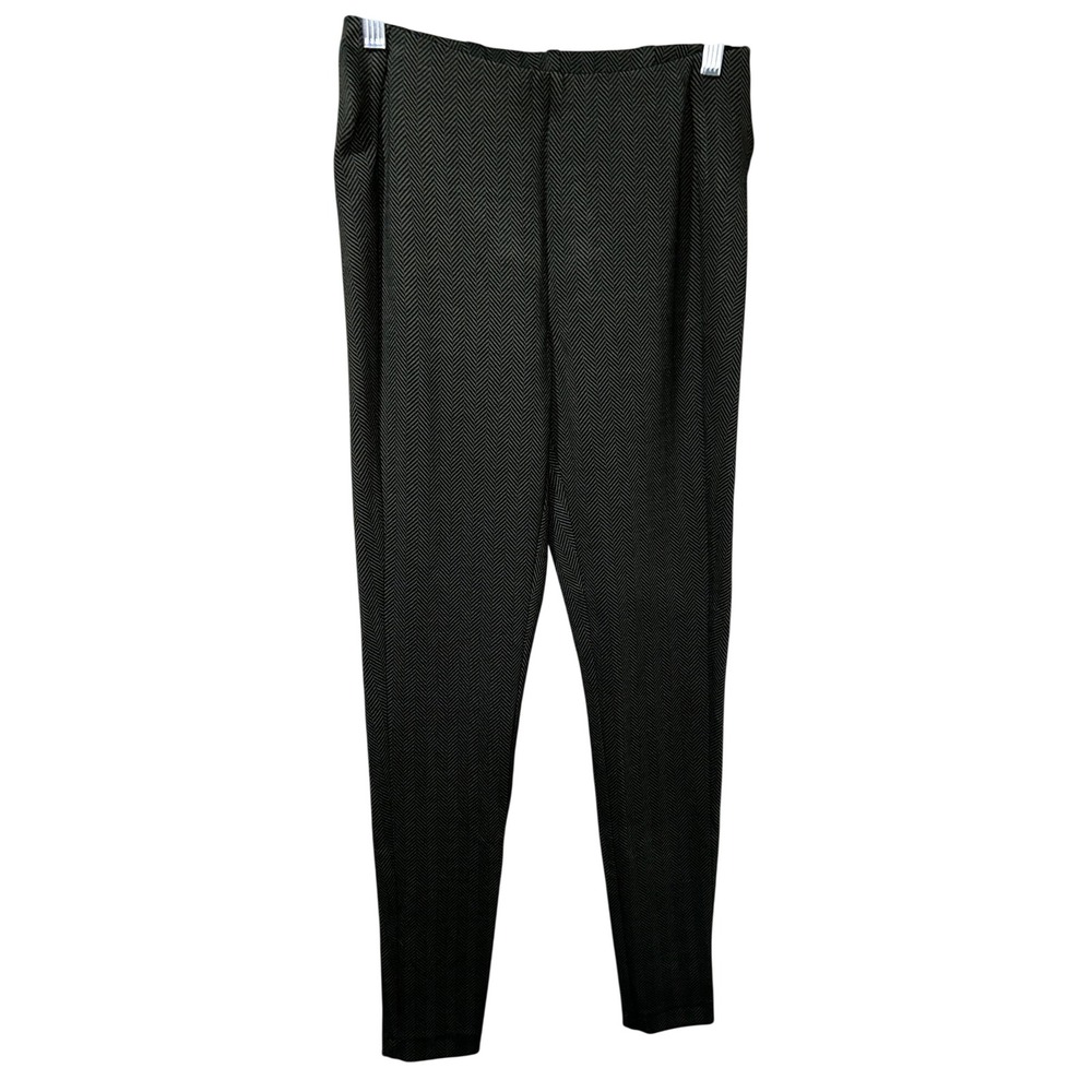 J.Jill Womens Ankle Pants Black Green Herringbone Slim Leg XS